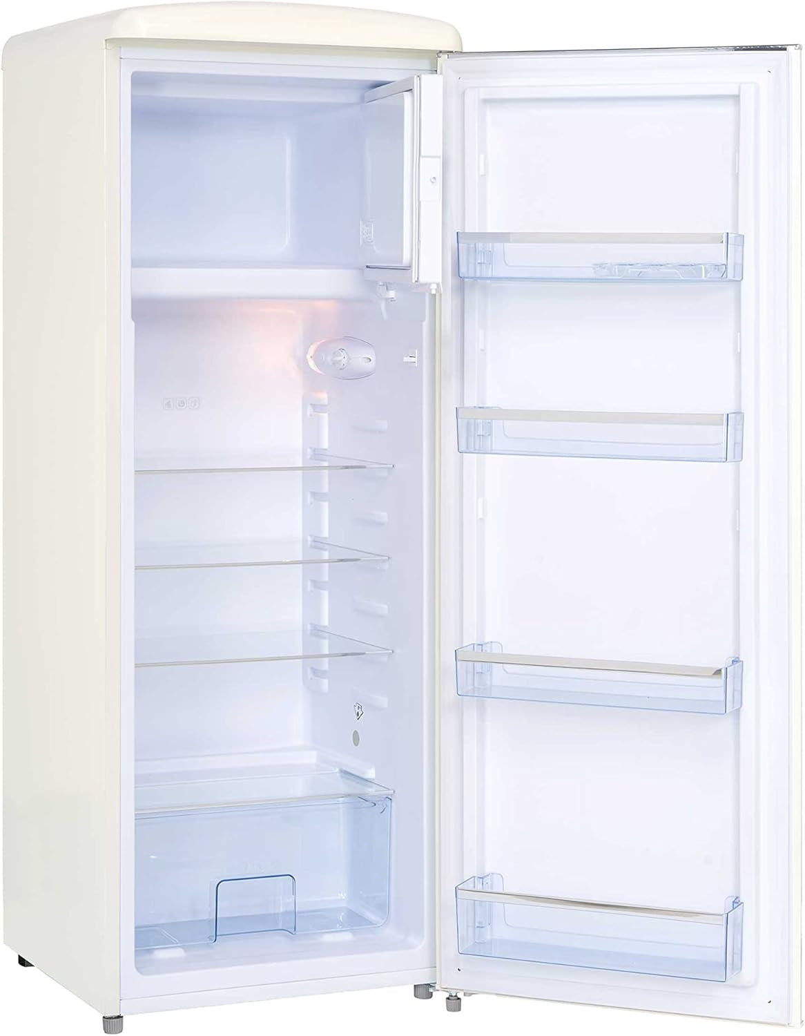 - Réfrigérateur Armoire Rétro RF218RCA++ - Réfrigérateur Congélateur 218L Dont Congélateur 23L - Dégivrage Automatique - Pose Libre - Style Vintage Années 50 - Crème