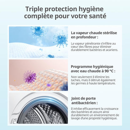 ' Machine À Laver 8KG Classe A-10% 1400RPM Smart Wash CF08EWP05W | Steam Wash, Woolmark, Élimination Des Poils D'Animaux, Rapide 15', Sports, Nettoyage Du Tambour, Parfum+