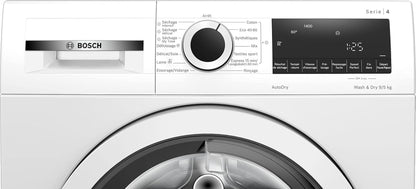 Bosch WNA144V0FR Série 4 - Lave-Linge Séchant, Pose-Libre | Blanc, 9/5 Kg, 1400 Trs/Min, Défroissage Iron Assist, Lavage Et Séchage 60 Minutes, Fonction Auto Dry