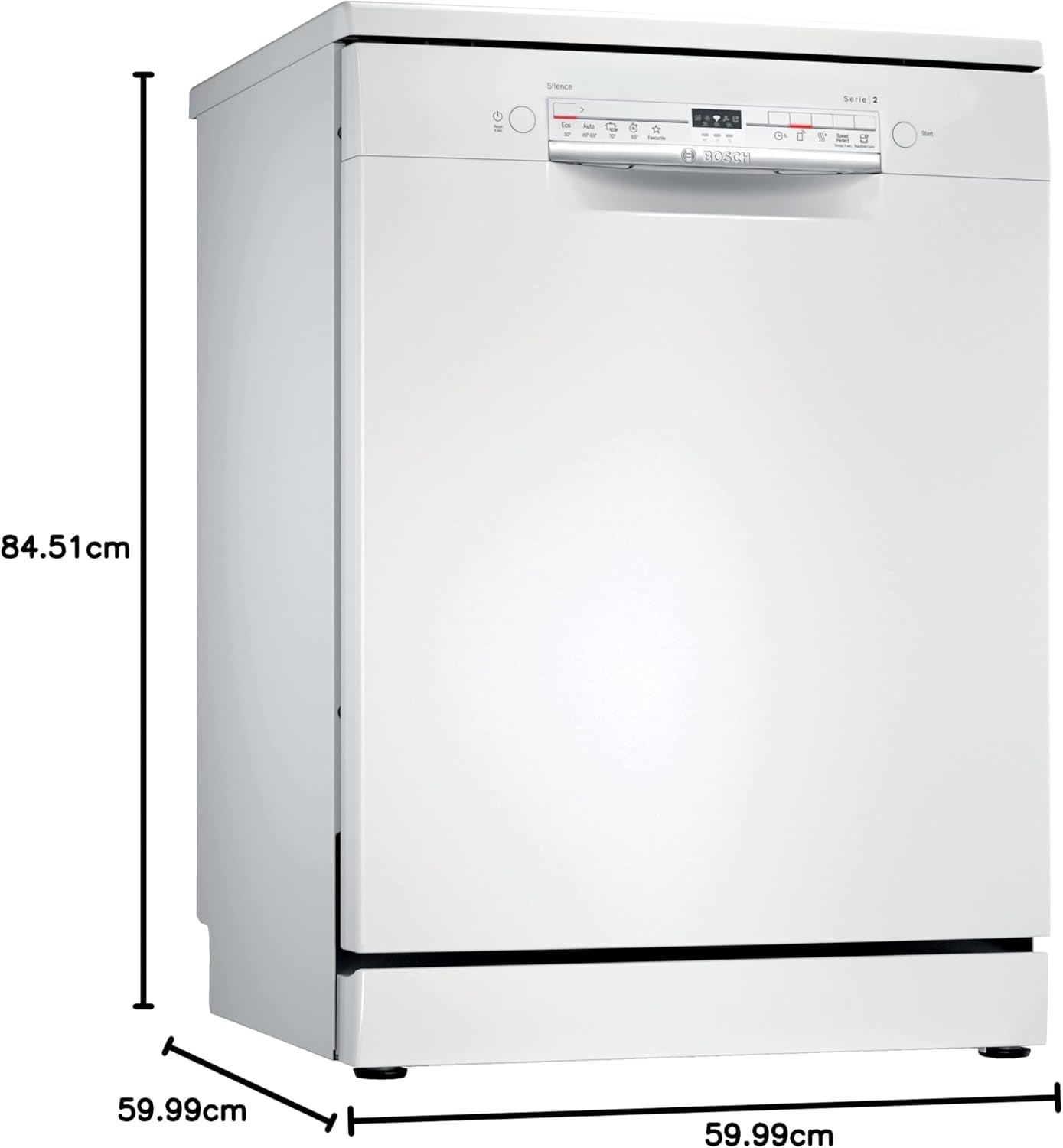 SMS2ITW12E - Série 2, Lave-Vaisselle Pose Libre - 60Cm - Home Connect - 12 Couverts - Moteur Ecosilence - Blanc