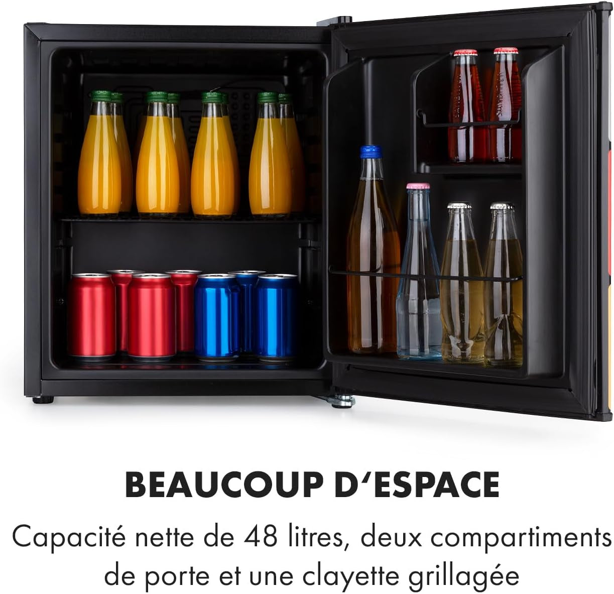 Solve - Mini-Réfrigérateur, Minibar, Système De Refroidissement Thermoélectrique, Capacité De 48 Litres, Bouton De Réglage Mécanique, Refroidissement : 0 À 10 °C, Noir/Coloré