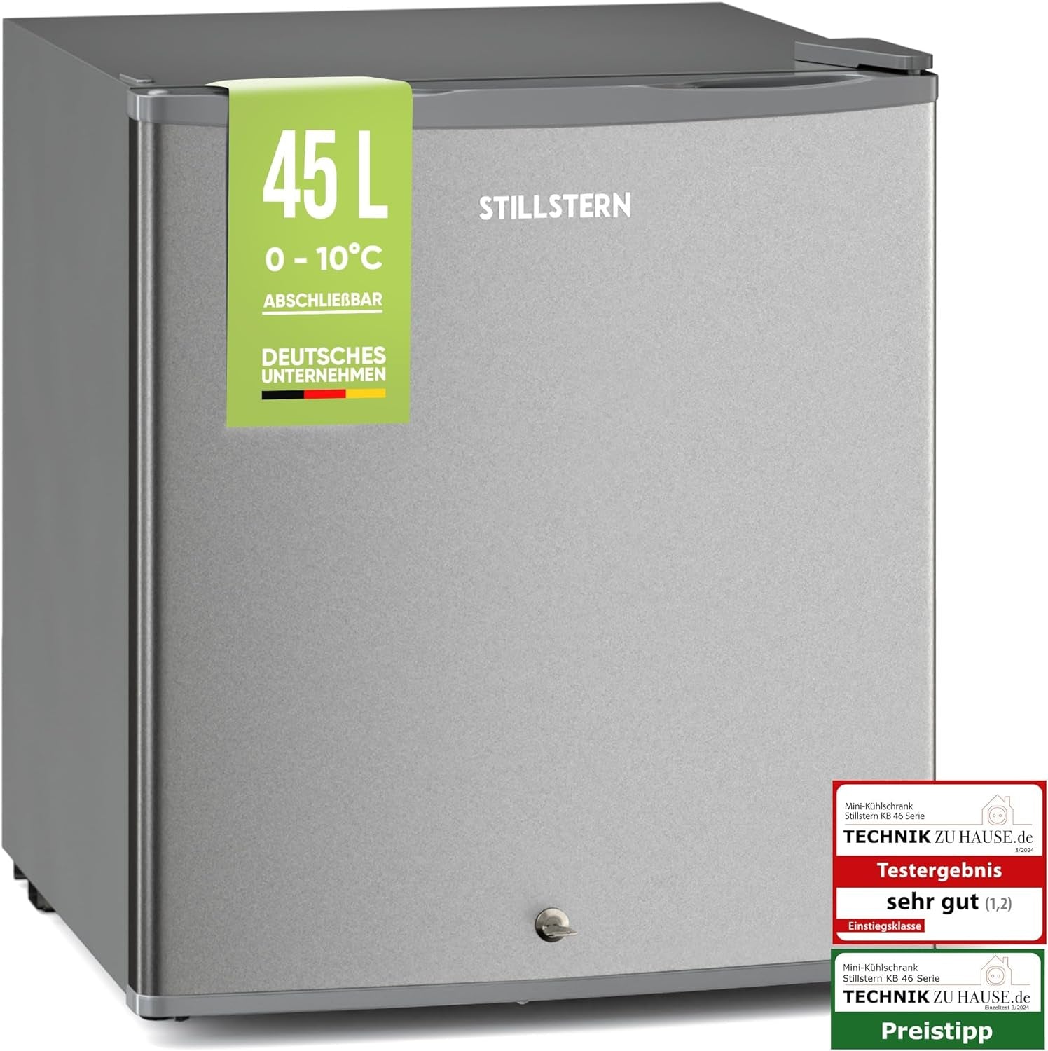 Stillstern Mini Réfrigérateur E 45 L Avec Dégivrage Automatique, Serrure, Compartiment Gel, Silencieux, Idéal Pour Cuisine, Bureau, Chambre À Coucher, Hôtels Et Petits Appartements
