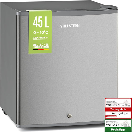 Stillstern Mini Réfrigérateur E 45 L Avec Dégivrage Automatique, Serrure, Compartiment Gel, Silencieux, Idéal Pour Cuisine, Bureau, Chambre À Coucher, Hôtels Et Petits Appartements
