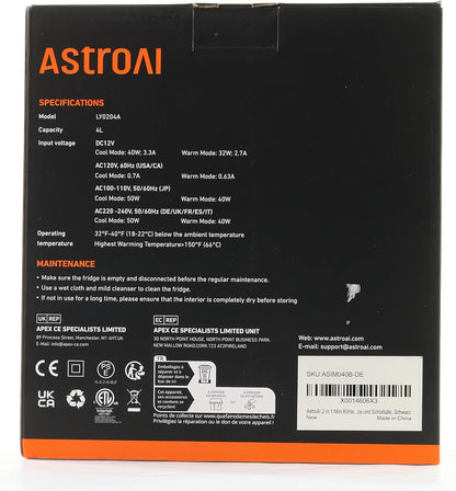 Mini Frigo De Chambre, Mini Réfrigérateur Voiture Portatif 4L 12V/220V, Glacière Électrique Chaud/Froid 0-66°C, Cadeau Femme Homme Garantie 3 Ans (Black)