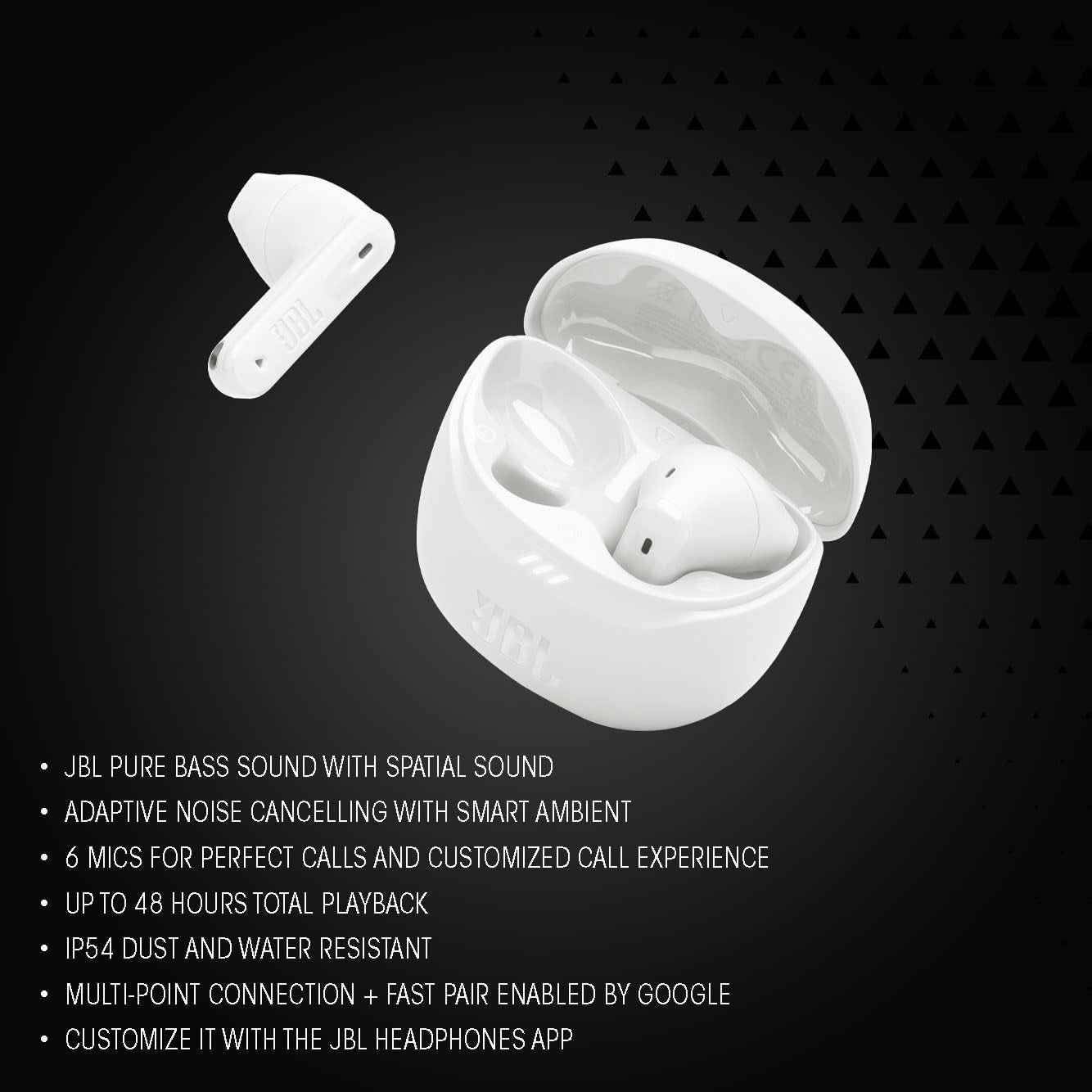 Tune Flex 2, Écouteurs Sans Fil Avec Réduction De Bruit, Blanc | Bluetooth 5.3, 48 Heures D'Autonomie, Étanchéité IP54 , Son Pure Bass De , Connexion Multipoint