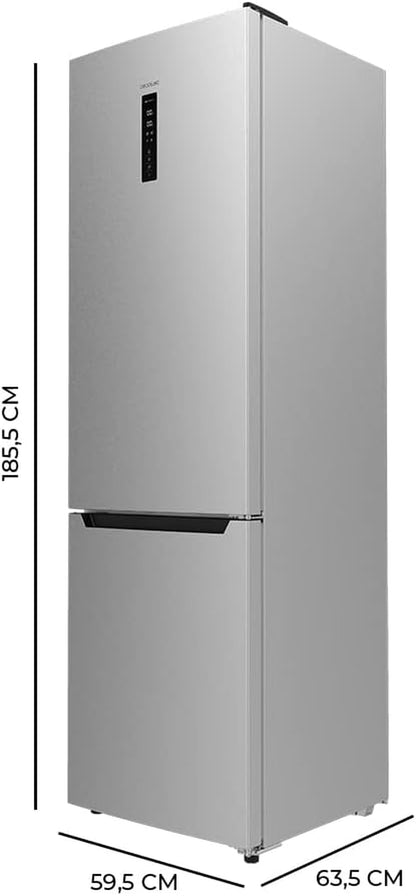 Frigorífico Combi 2 Puertas Bolero Coolmarket Combi 322 Inox D. 322 L, Altura 185 Y 60 Cm De Ancho, Bajo Consumo, Motor Inverter, Sistema Multi Air Flow, Total No Frost