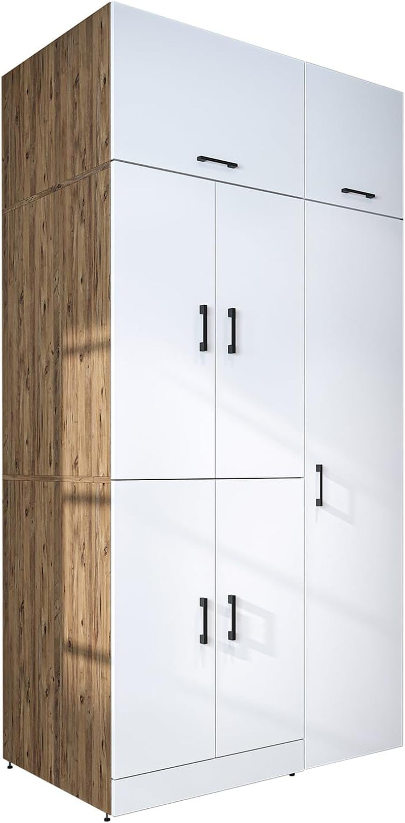 Dora - Armoire De Machine À Laver - Pour Sèche-Linge Et Machine À Laver - En 4 Couleurs - Avec Portes Et Panneau Coulissant - Blanc - Chêne