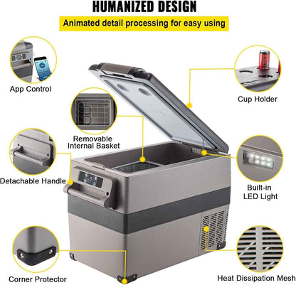 Glacière Électrique Voiture, 45 L, Réfrigérateur Portable À Compression, 60 W, Mini Frigo, 69,3X34,5X45,6 Cm, Glacière Électrique, Mini Congélateur Compresseur Pour Maison/Voiture/Camping