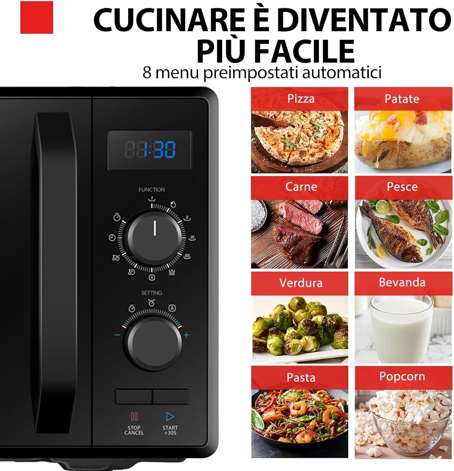 MW2-AG23P (BK) Four À Micro-Ondes Avec Grill Et Cuisson Combinée, 23 L, 8 Menus Facile, Pivotant Avec Mémoire De Position, 900 W, Grill 1050 W, 48,5 X 40,3 X 29,6 Cm, Noir