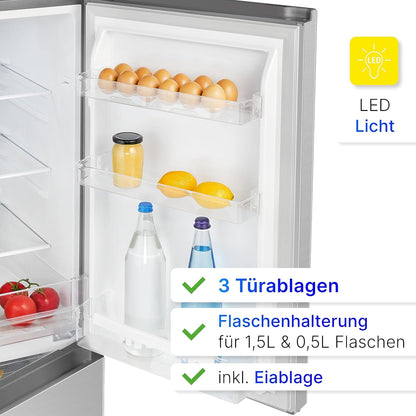 Bomann, Réfrigérateur/Congélateur, 49,5Cm De Large, 175 L, Eclairage LED, KG7352, Inox