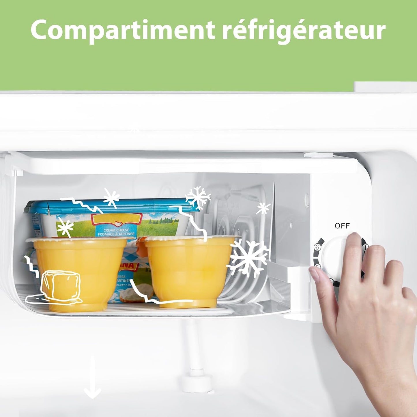 ' 43L, Mini Frigo De Chambre, Avec Chiller Box, Blanc | Contrôle De Température, Avec Compartiment Congélateur, Refroidissement Rapide, Petit Réfrigérateur Pour Chambre Et Bureau