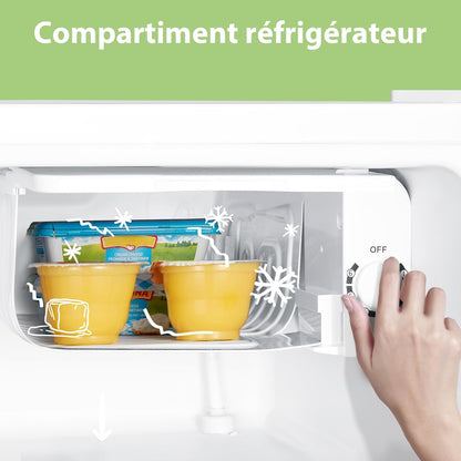 ' 43L, Mini Frigo De Chambre, Avec Chiller Box, Blanc | Contrôle De Température, Avec Compartiment Congélateur, Refroidissement Rapide, Petit Réfrigérateur Pour Chambre Et Bureau