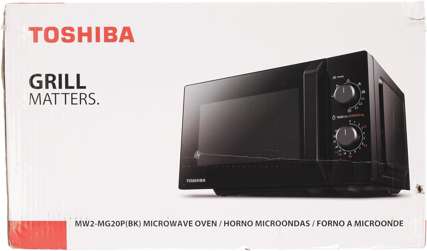 MW2-MG20P(BK) 3-En-1 Four Micro-Ondes Grill Combiné, 20 L, 5 Niveaux De Puissance Réglables, Minuteur, 800 W, Grill 1000 W, Noir