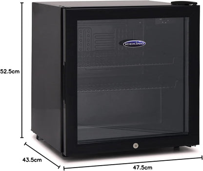ICE KING DF48KE Mini Réfrigérateur De Table De 49 L Avec Porte En Verre, Respectueux De L'Environnement - Noir