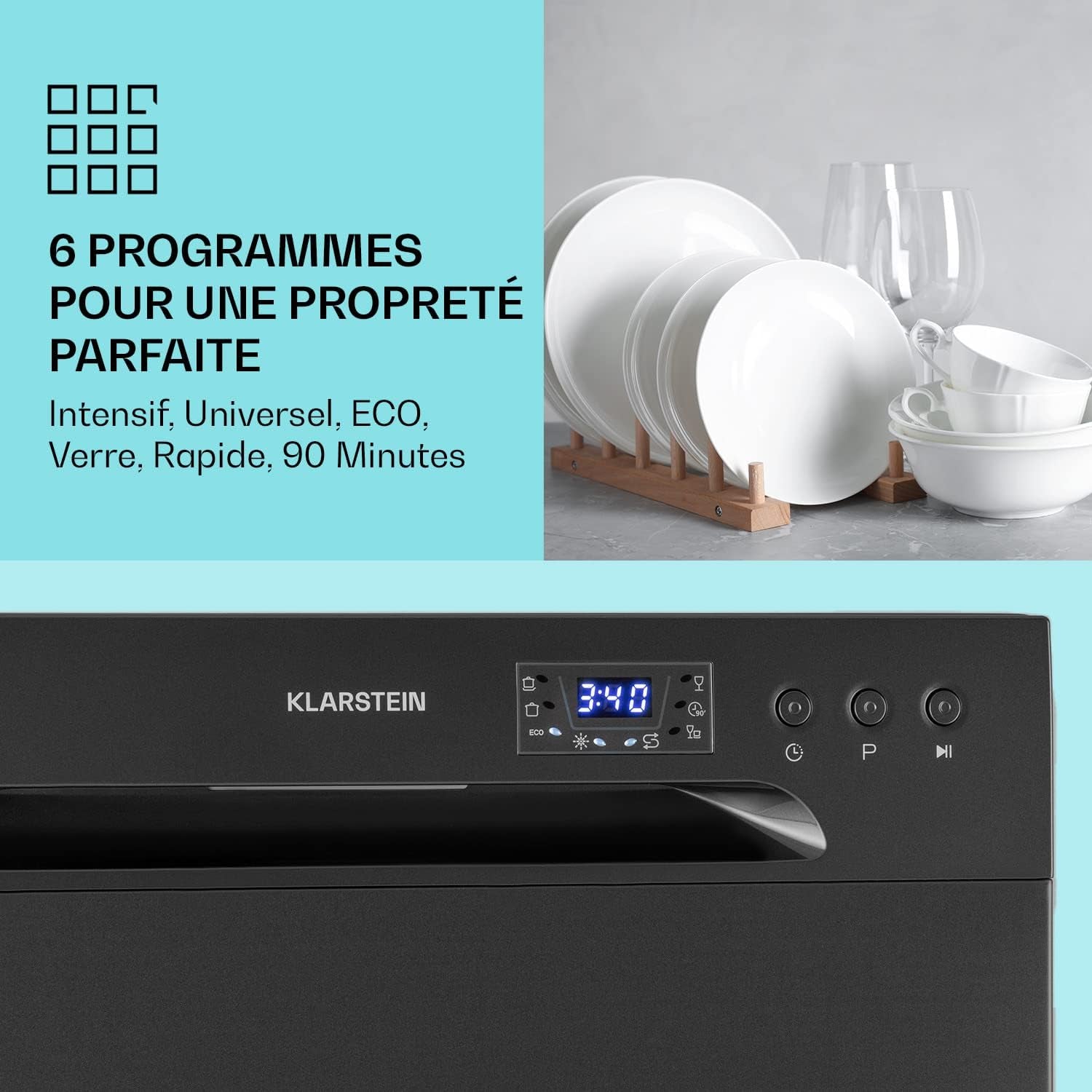 Mini Lave Vaisselle De Table Compact De 6 Couvert, Silencieux, 6 Programmes De Lavage, Portable, Facile À Installer Pour Maison, Bureau