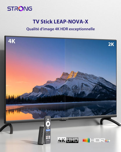 Leap-Nova-X TV Stick, Android 14, 2 Go RAM + 32 Go ROM, 4K UHD | Dolby Vision & Dolby Audio, HDR10+, Wi-Fi 6, Commande Vocale Et plus De 5000 Apps