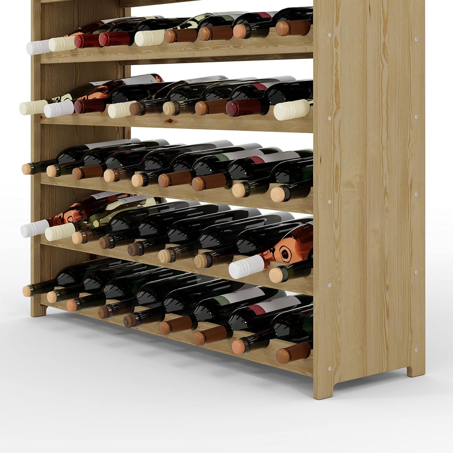 Série RW Étagère À Vin En Bois Pour Bouteilles, Anthracite, Marron, Naturel, RW-3, 13-15 Couchés, Pour 91-135 Bouteilles, Vin, Porte-Bouteilles (Naturel, RW-3-135, 198 X 92 X 26,5, Pour 135