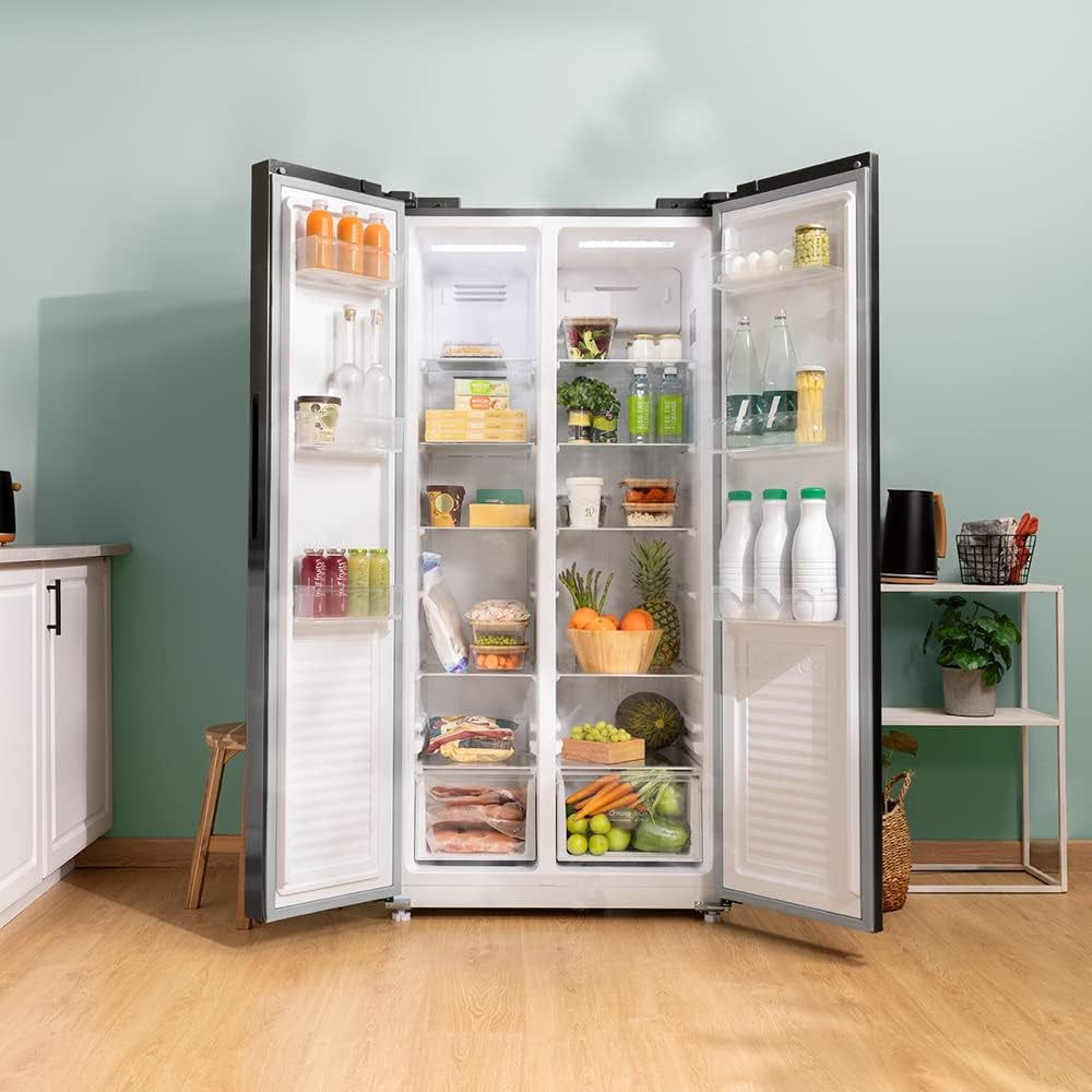 Réfrigérateur Américain 2 Portes Bolero Coolmarket SBS 430 Dark. 430 L, Hauteur 176 Cm, Faible Consommation, Contrôle De L'Affichage