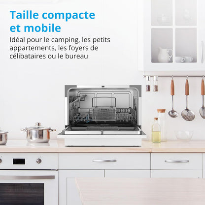Lave-Vaisselle De Table (Capacité 6 Couverts, 7 Programmes De Nettoyage, Affichage LED, 47 Db, MD37496) Blanc