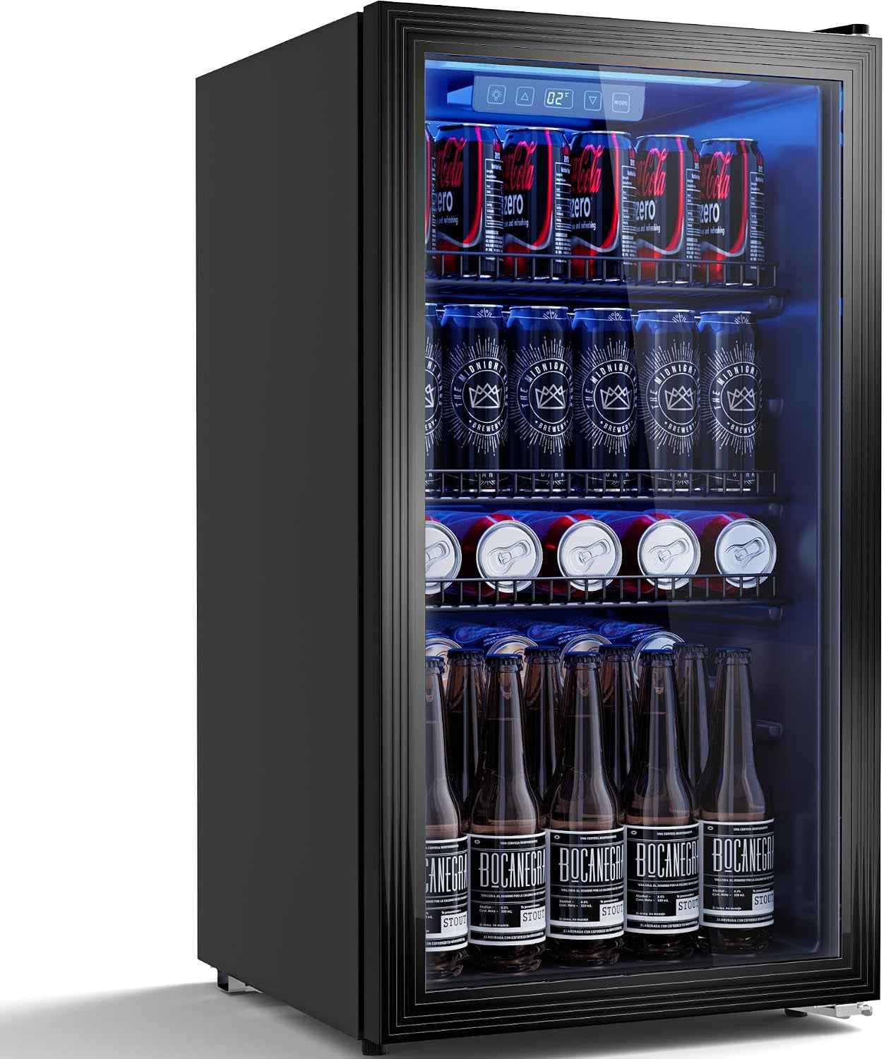 Réfrigérateur À Boissons 90L | Refroidissement Uniforme Et Sans Givre, 3 Étagères Réglables Pour 125 Canettes | Silencieux Pour Bar, Bureau & Maison – Noir