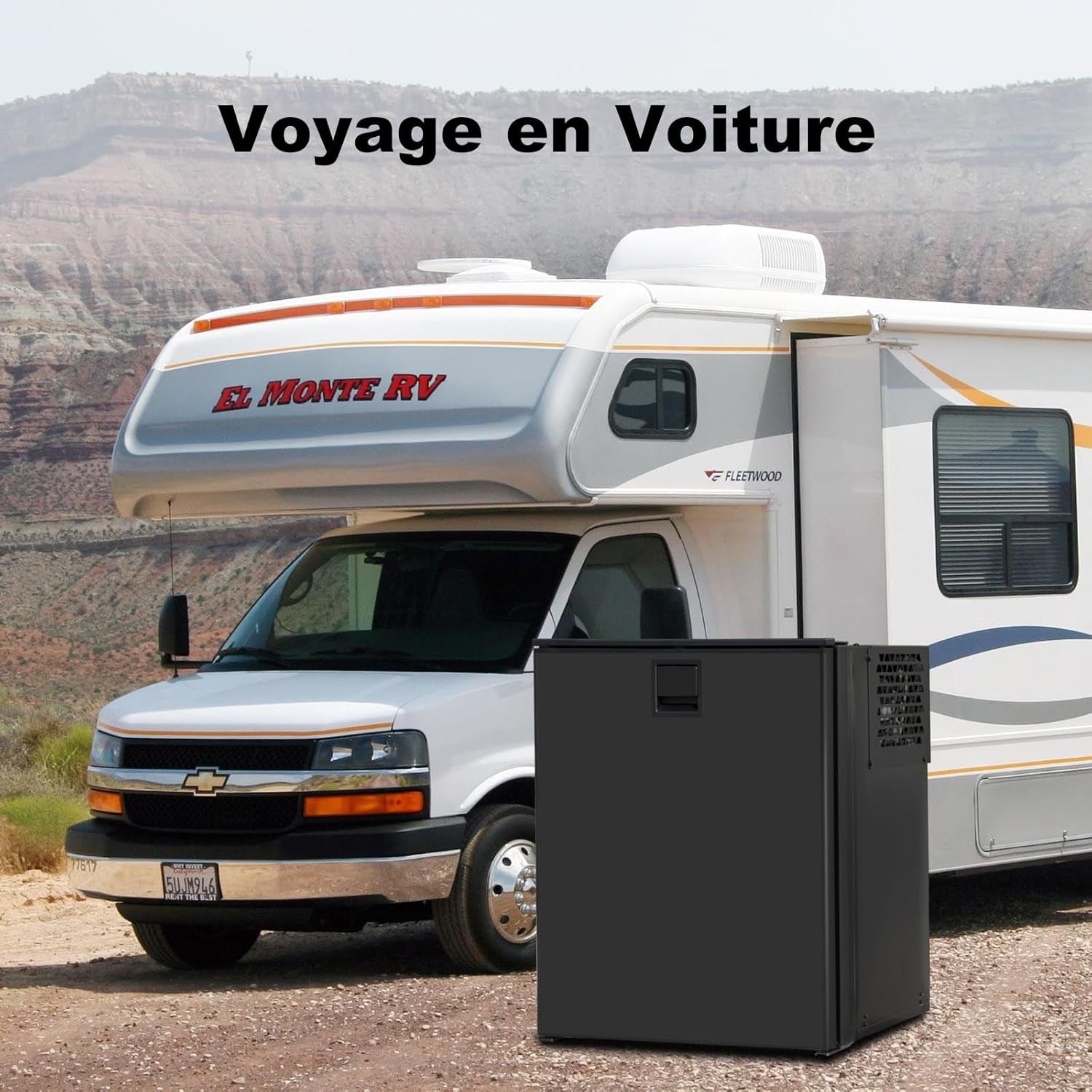 Frigo Compression 12V, 85L Avec Congélateur, Frigo Camping Car, Frigo 12V, Frigo Camion 24V, Réfrigérateur Pour Voiture Caravane Van Aménagé Fourgon Bateau, -15 À 10 ℃, Noir