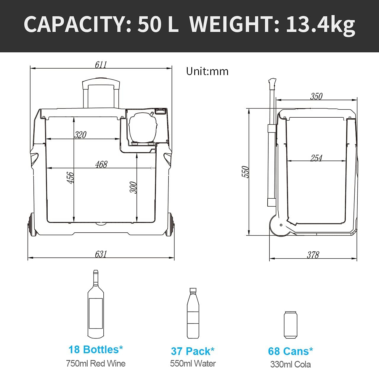 CX50 50L Réfrigérateur De Voiture Portable Congélateur Et Réfrigérateur, Glaciere Électrique À Compression Pour Maison, Dortoir, Camping