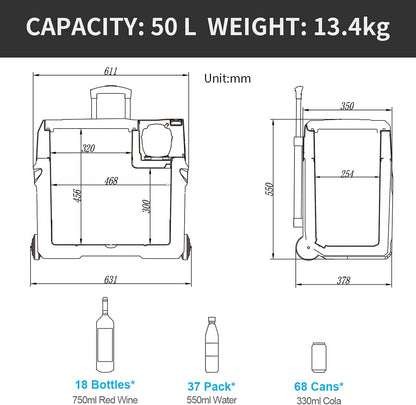 CX50 50L Réfrigérateur De Voiture Portable Congélateur Et Réfrigérateur, Glaciere Électrique À Compression Pour Maison, Dortoir, Camping