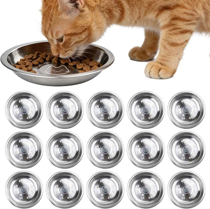 Lot De 15 Gamelles Pour Chat En Acier Inoxydable : 16 Cm Gamelle Pour Chat Plate En Acier Inoxydable 304, Gamelle Pour Chat, Gamelle Anti-Chute Pour Chat Anti-Chute Et Facile À Nettoyer, Facile À