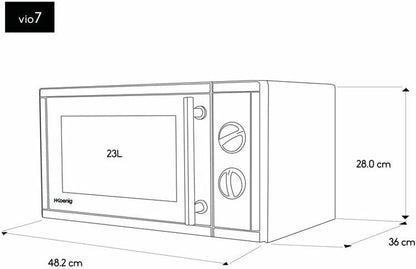 Four Micro-Ondes Grill 2 En 1 23L VIO7 1000W, Compact Plateau Tournant 27Cm, Multifonction 9 Programmes, Décongélation, Cuisson Combinée, Rapide, Minuterie 30Min, Effet Miroir Noir, Inox Argenté