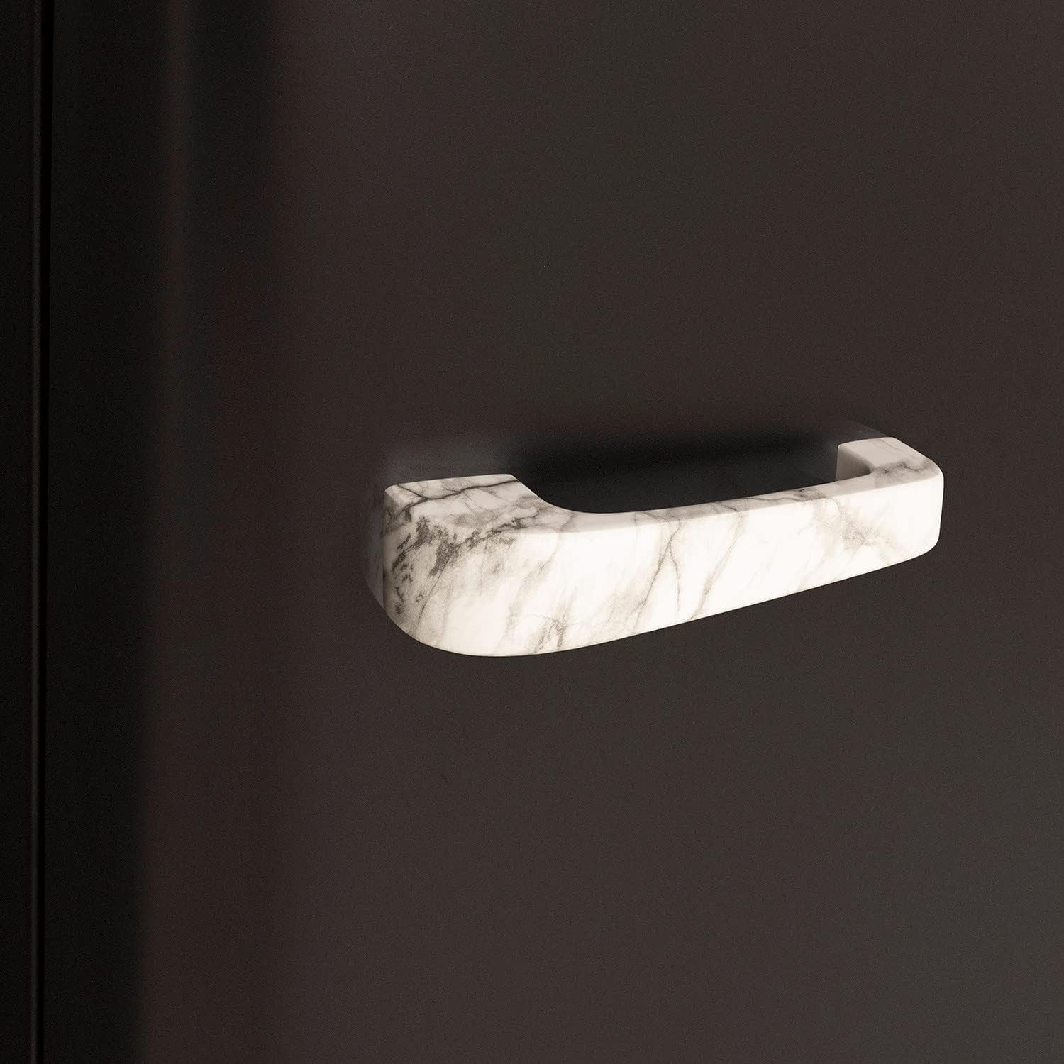 / RETRO FRIDGE 83.5 Marble/Réfrigérateur Noir Avec Poignée Marbre/Pratique Et Fonctionnel, Matériaux Résistants