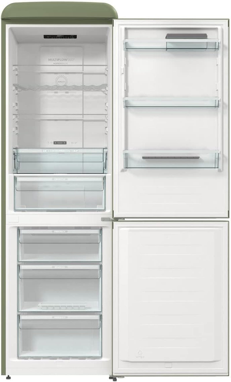 Retro Collection ONRK 619 DOL Retro - Réfrigérateur-Congélateur / 194Cm / Inverter Compresseur Nofrost Plus/Ionair/Crispzone/Réfrigérateur 204L/Congélateur 96L/EEK D/Olive