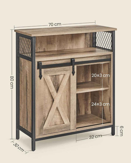 Meuble De Rangement, Buffet Cuisine, Commode, Avec Porte Coulissante, 30 X 70 X 80 Cm, Étagères Réglables, Pour Salon, Marron Camel Et Noir D'Encre LSC089B50V1 | DAXTON LSC089B50 Armoire De Cuisine, Étagère Réglable, Compartiment Ouvert, Style Industriel,