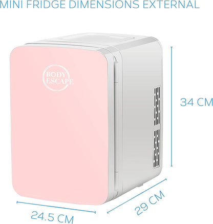 Body Escape Mini Réfrigérateur Pour Soins De La Peau Et Maquillage - Mini Réfrigérateurs Beauté À Porte En Verre - Réfrigérateur Portable, Compact, Et Silencieux Pour Le Maquillage - 10L - Rose