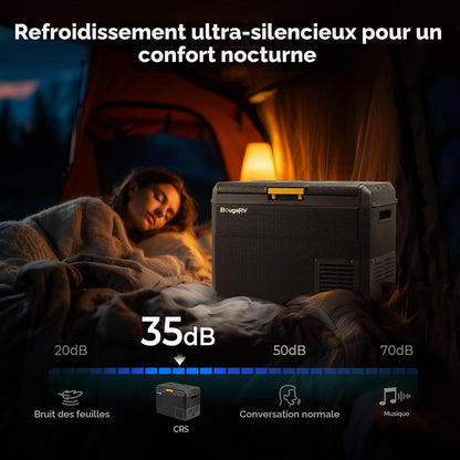 CRS 50L Glacière À Compresseur Étanchéité IPX4 Congélateur Réfrigérateur À Compression 12/24V 220V Pour Voiture Camping Voyage Bateau Contrôle APP -20℃~20°C