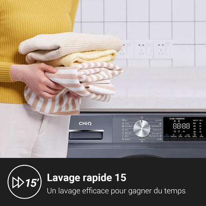 8Kg Lave-Linge Avec Classe A-15% & Smart One Touch Gris | Lavage Vapeur, Programme Literie, Baby Care, Doudoune, Moteur Inverter, 1400 T/Min, 520Mm, 76Db, CFL80-14586IM3XA