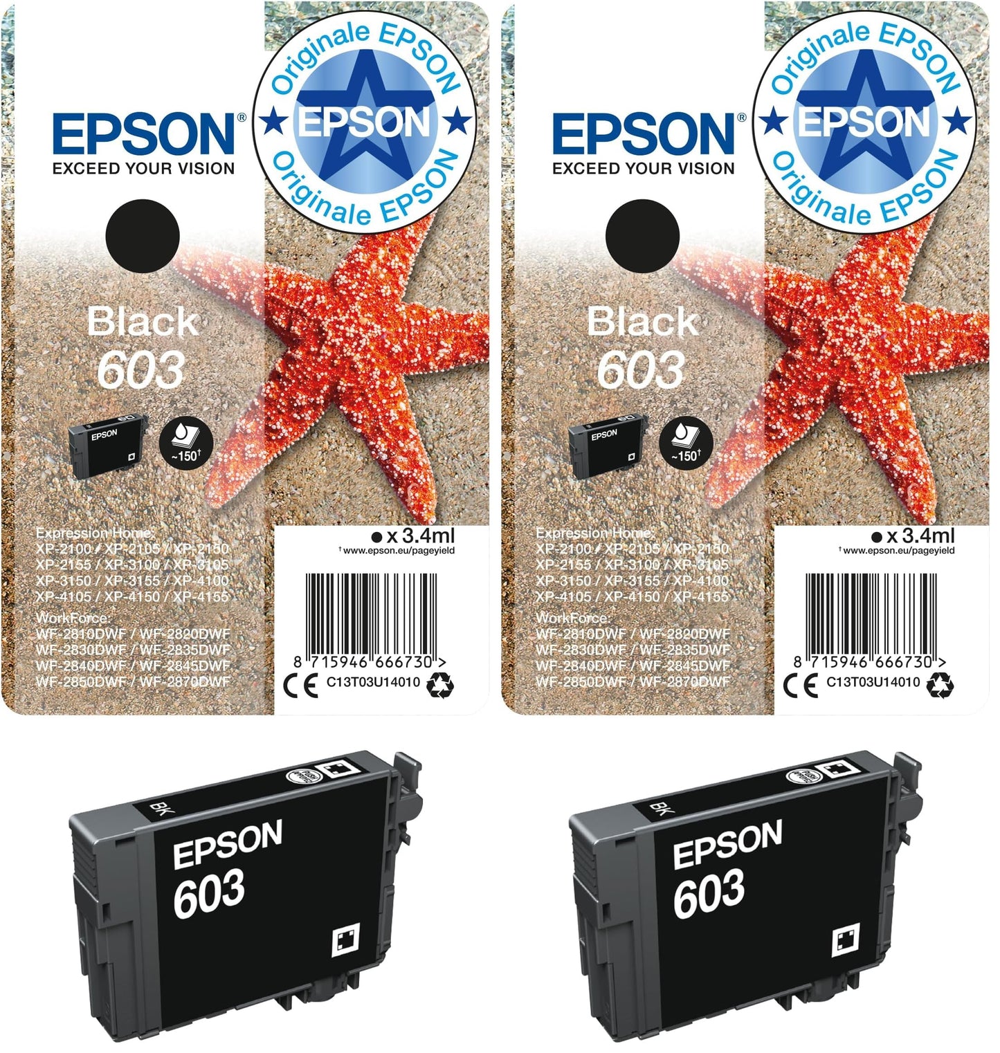 Epson 603 Black Starfish Genuine, Ink Cartridge, Standard Capacity