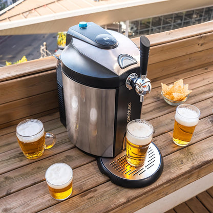 Cecotec BeerFlow Steel 5000 Beer Machine, 65W Adjustable Temperature 2-12°C, Compatible with 5L Pressurised and Non-Pressurised Barrels with Stainless Steel Finish and Non-Slip Feet