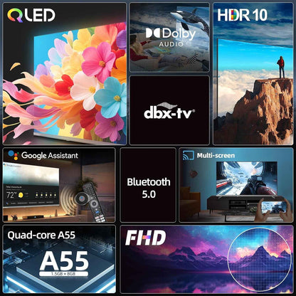 TV Connectée 40 Pouces FHD QLED Pro Google TV (L40QST) | HDR10, Apple Airplay, Dolby Audio &Dbx-Tv, Contrôle Vocal Google, Design Sans Bord