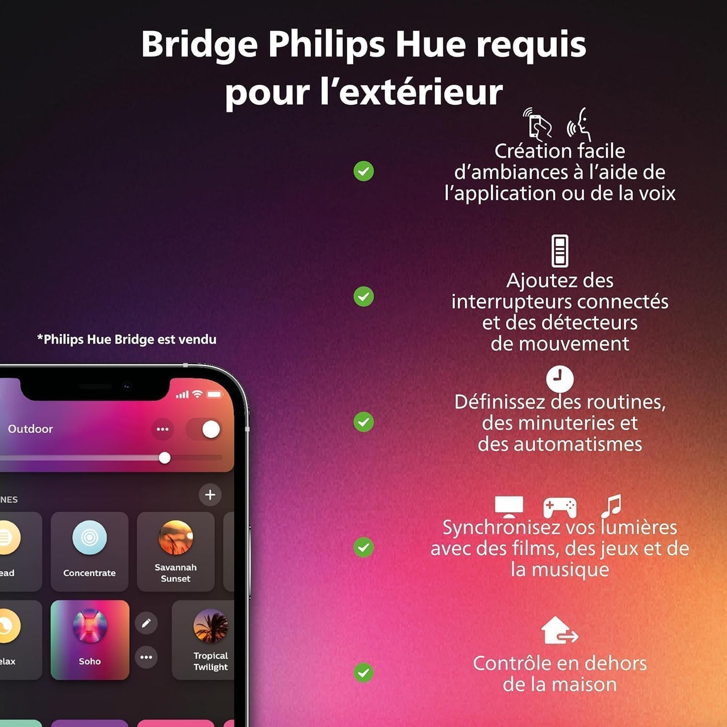 Philips Hue Play White and Color Ambiance Barre Lumineuse LED Connectée, Pack De 2, Unité De Base, Barre LED Pour TV Et Gaming (Compatible Avec Alexa, Google Assistant Et Apple Homekit), Noir