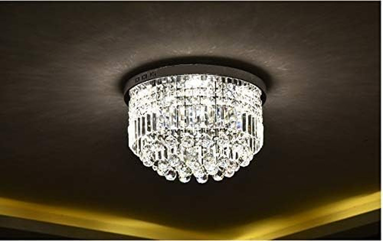 Lustre De Gouttes De Pluie En Cristal Clair Moderne Éclairage Encastré Montage LED Plafonnier Pour La Salle À Manger Salle De Bains Chambre Salon E14 Ampoules Requis