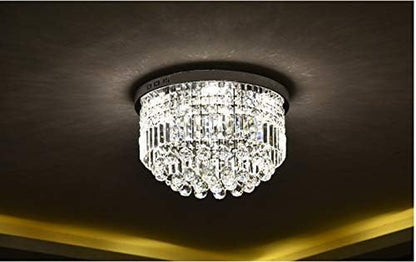 Lustre De Gouttes De Pluie En Cristal Clair Moderne Éclairage Encastré Montage LED Plafonnier Pour La Salle À Manger Salle De Bains Chambre Salon E14 Ampoules Requis