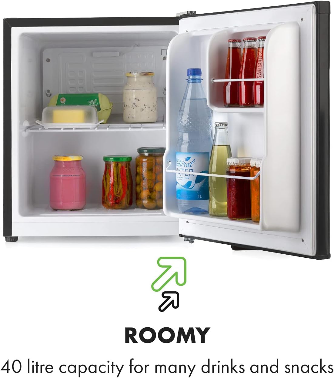 Scooby Mini Réfrigérateur - Système Ecoexcellence, CEE E, Capacité De 40L, Régulateur De Température, Étagère Amovible, Compartiment Bouteille Jusqu'À 2L, 41 Db, Noir