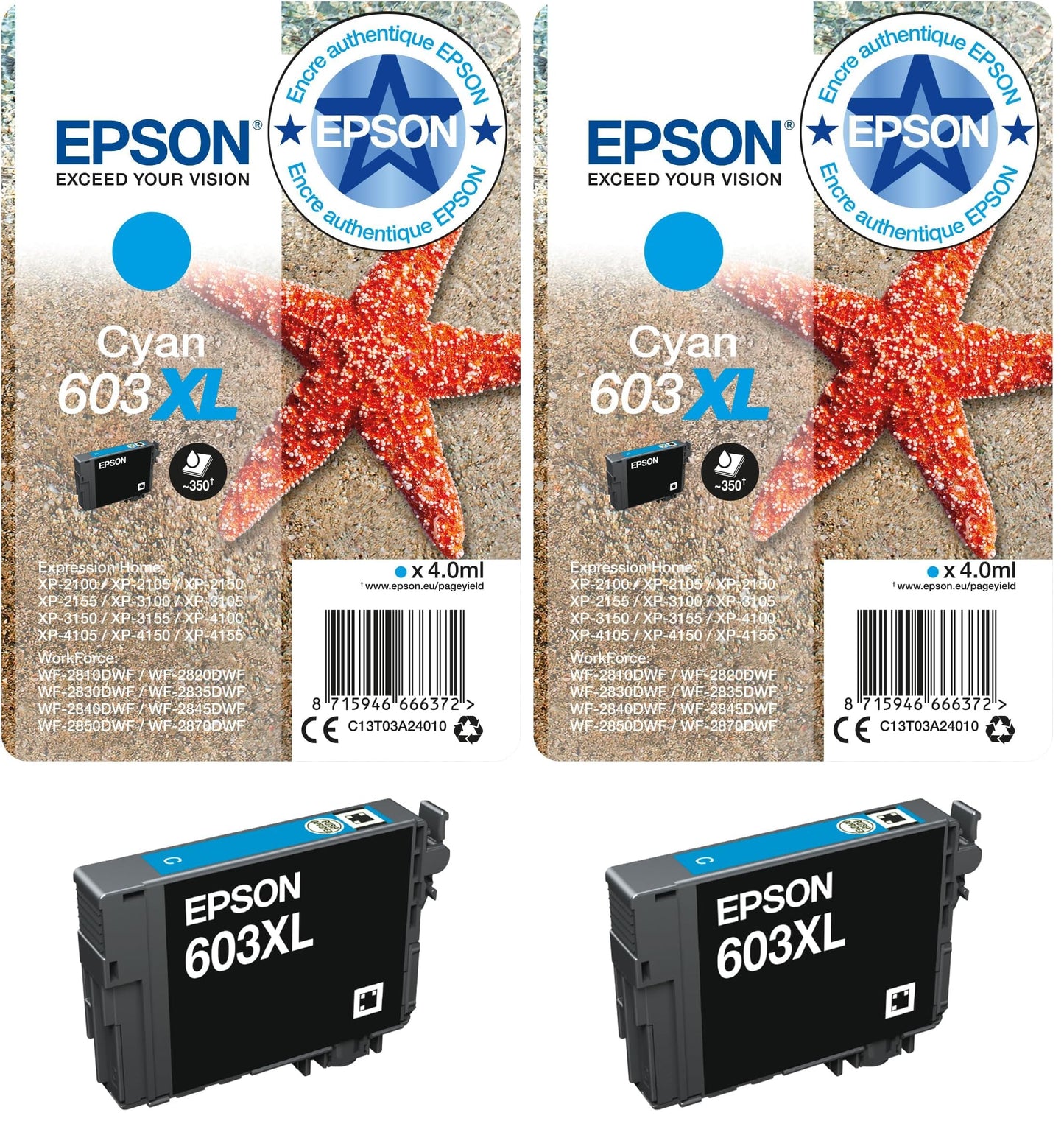 Epson 603 Black Starfish Genuine, Ink Cartridge, Standard Capacity