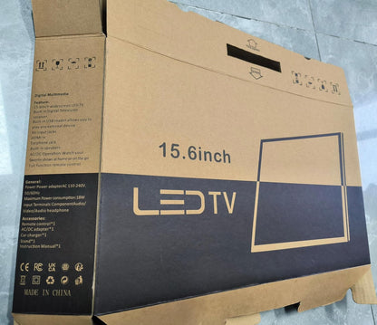 TV Numérique 16 Pouces Freeview | Tuner DVB-T2, Entrée AV, HDMI/VGA, Port USB, Alimentation 12V Voiture Ou Secteur, Télécommande