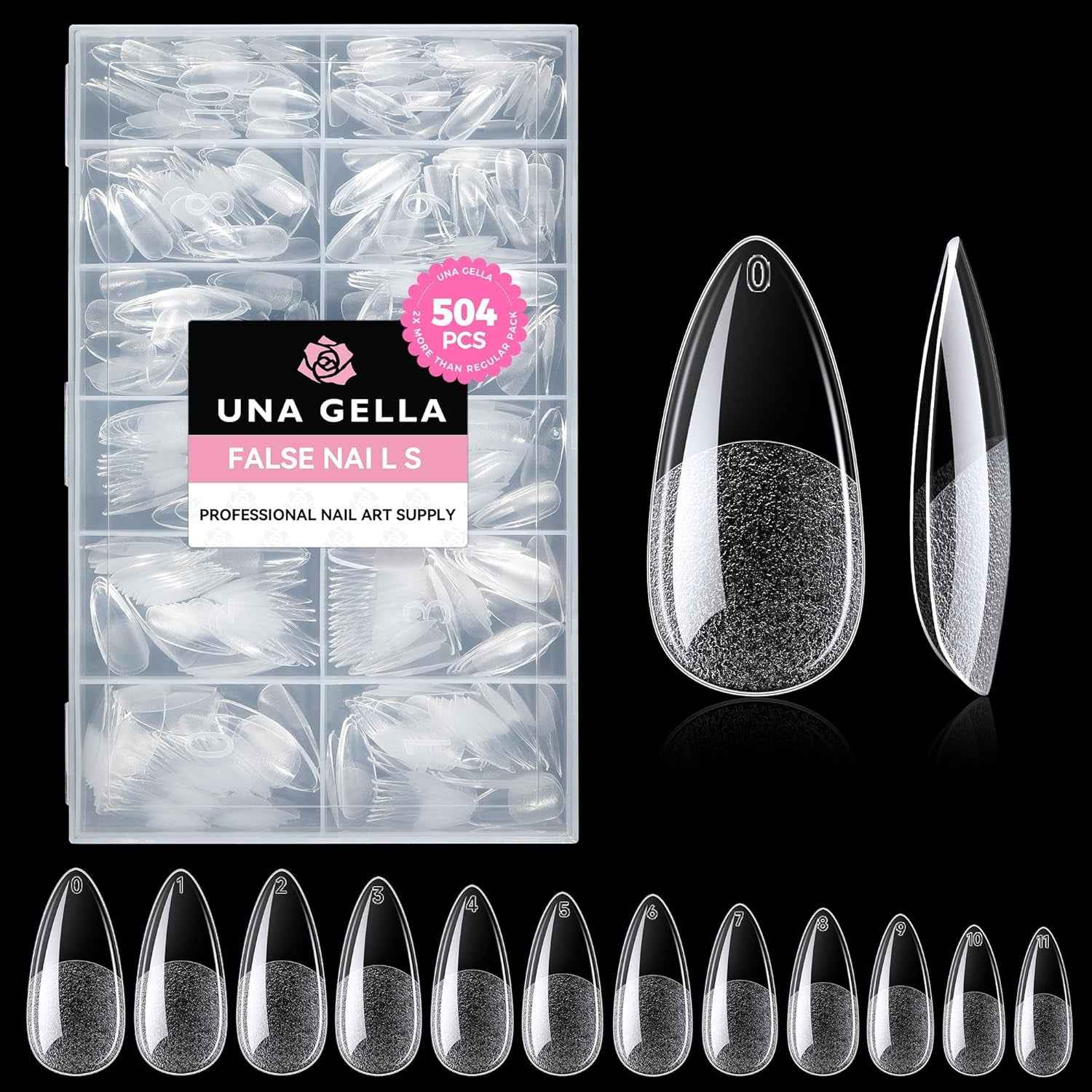 Capsule Américaine Ongles Amande Moyenne 504 Pièces | Faux Ongles Couverture Totale, Gel Souple Sans Courbure En C, Idéal Pour Extensions D’Ongles Et DIY À La Maison 12 Tailles