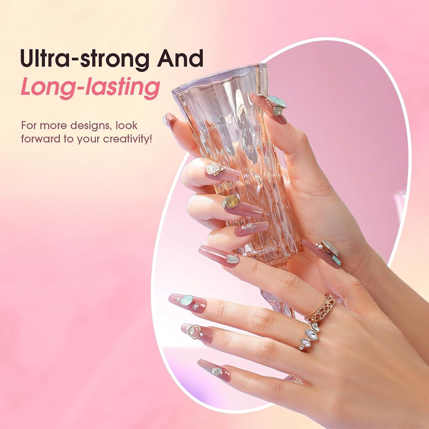Poly Extension D'Ongles En Gel Complet Kit 8*10Ml Avec Lampe UV | Mini 8 Couleurs Kit Ongle Construction Gel UV Complet Avec Mini UV Lampe,Base & Top Coat Gel Et Outils De Manucure Kit