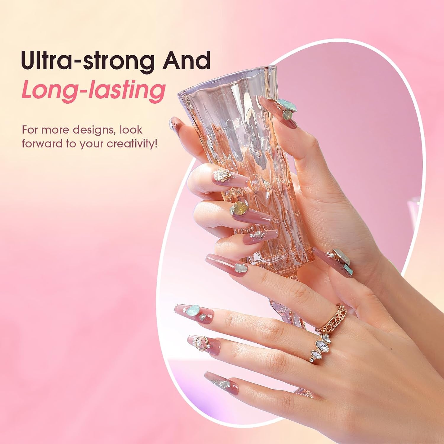 Poly Extension D'Ongles En Gel Complet Kit 8*10Ml Avec Lampe UV | Mini 8 Couleurs Kit Ongle Construction Gel UV Complet Avec Mini UV Lampe,Base & Top Coat Gel Et Outils De Manucure Kit