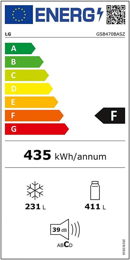 GSB470BASZ Réfrigérateur Américain Side by Side Total No Frost Avec Congélateur, 642 L, Smart Diagnostic - Réfrigérateur Intelligent Avec Wi-Fi Et Écran LED Extérieur