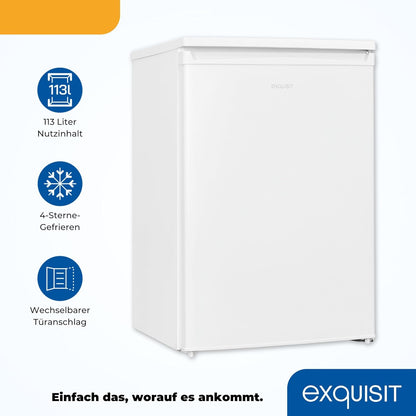 Exquisit Réfrigérateur KS15-4-031E Blanc - Capacité Utile De 113 L - 4 Compartiments De Congélation - Butée De Porte Interchangeable - Compartiment À Légumes