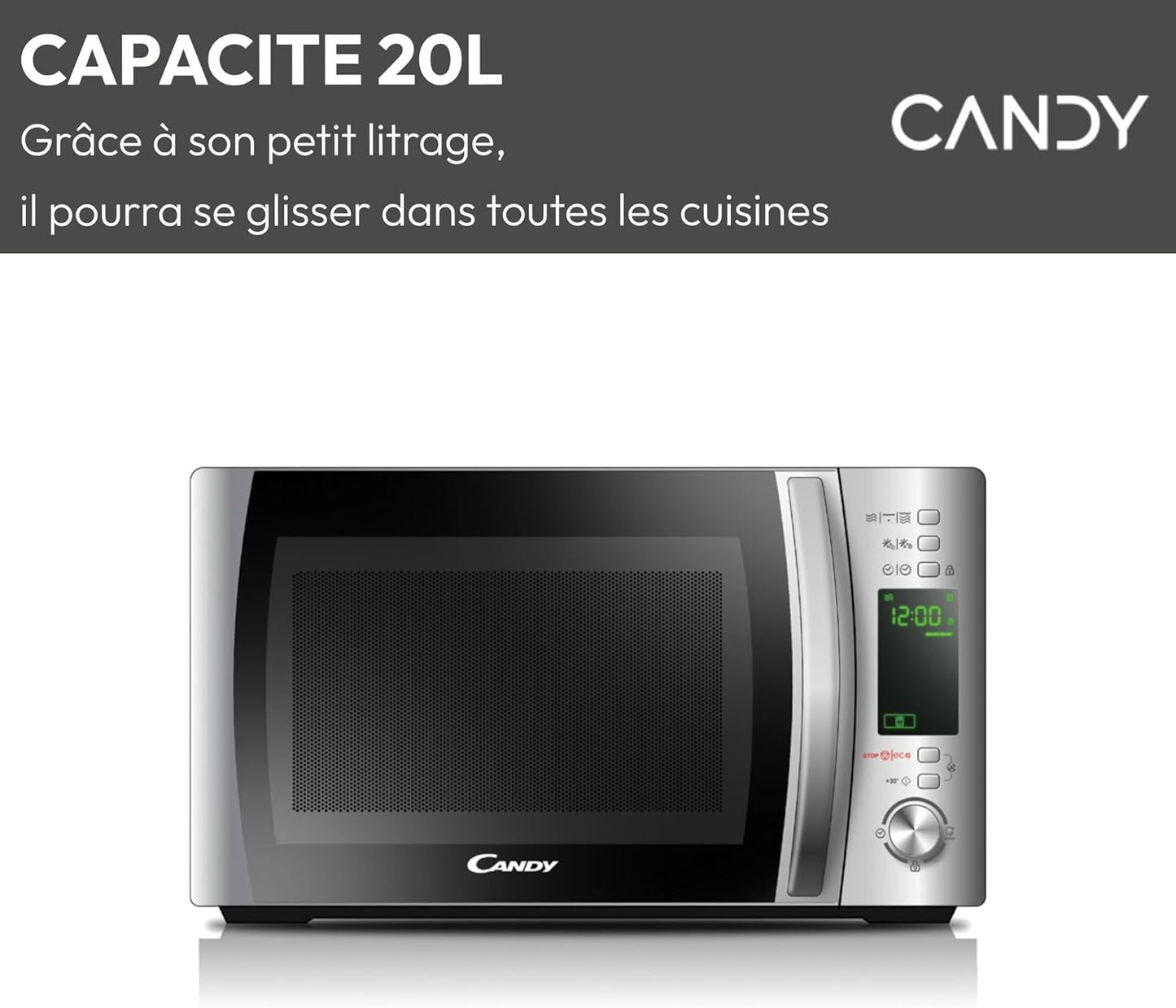 CMXG20DS Micro-Ondes, Puissant 700W + Puissance Grill 1000W, Capacité 20L, Ecran Numérique, Application Cook-In